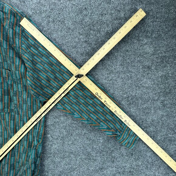 Vtg 90s Levis Sutter Creek Shirt Mens Large Teal Flannel Western Southwest Aztec - Picture 14 of 15